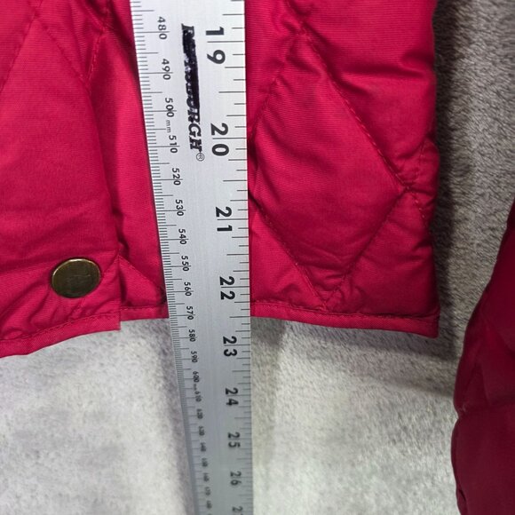 Womens Eddie Bauer Red Quilted Goose Down Jacket Snap Button Up Polyester Size M - Picture 7 of 9
